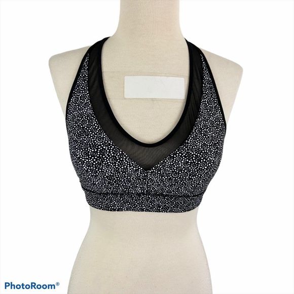 LULULEMON Black & White Floral Print Sports Bra - Picture 1 of 8